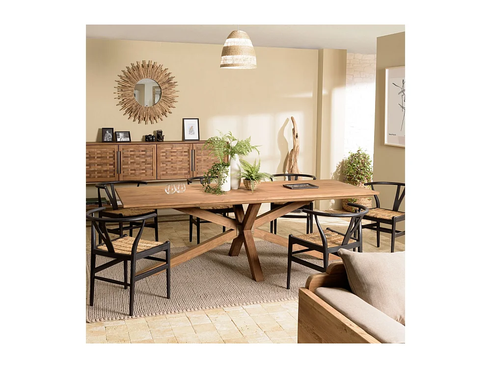 SIXTINE - Table à manger rectangulaire 240x100cm en bois teck recyclé