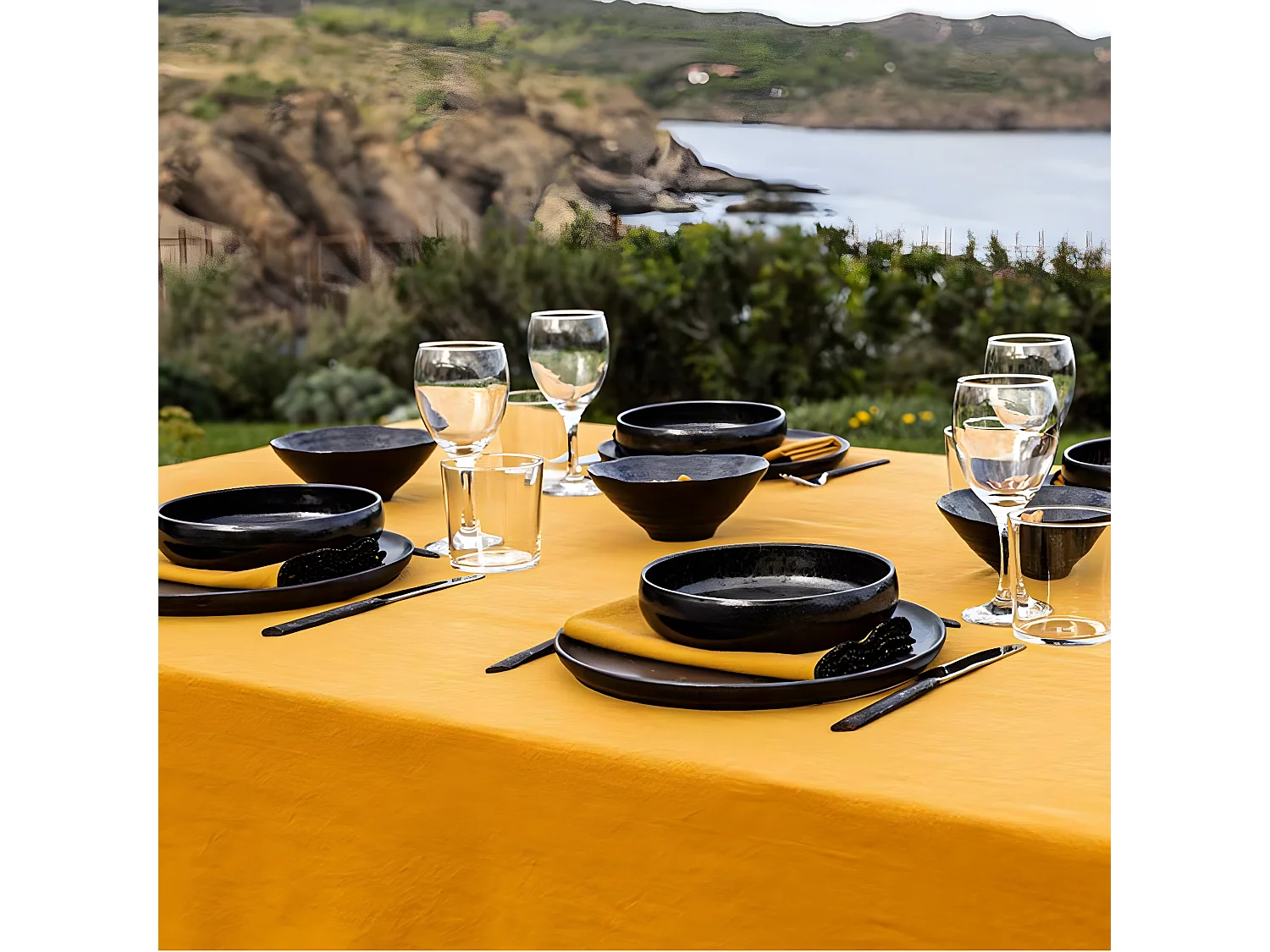 Nappe en coton teint lavé - CURRY - 160 x 250 cm