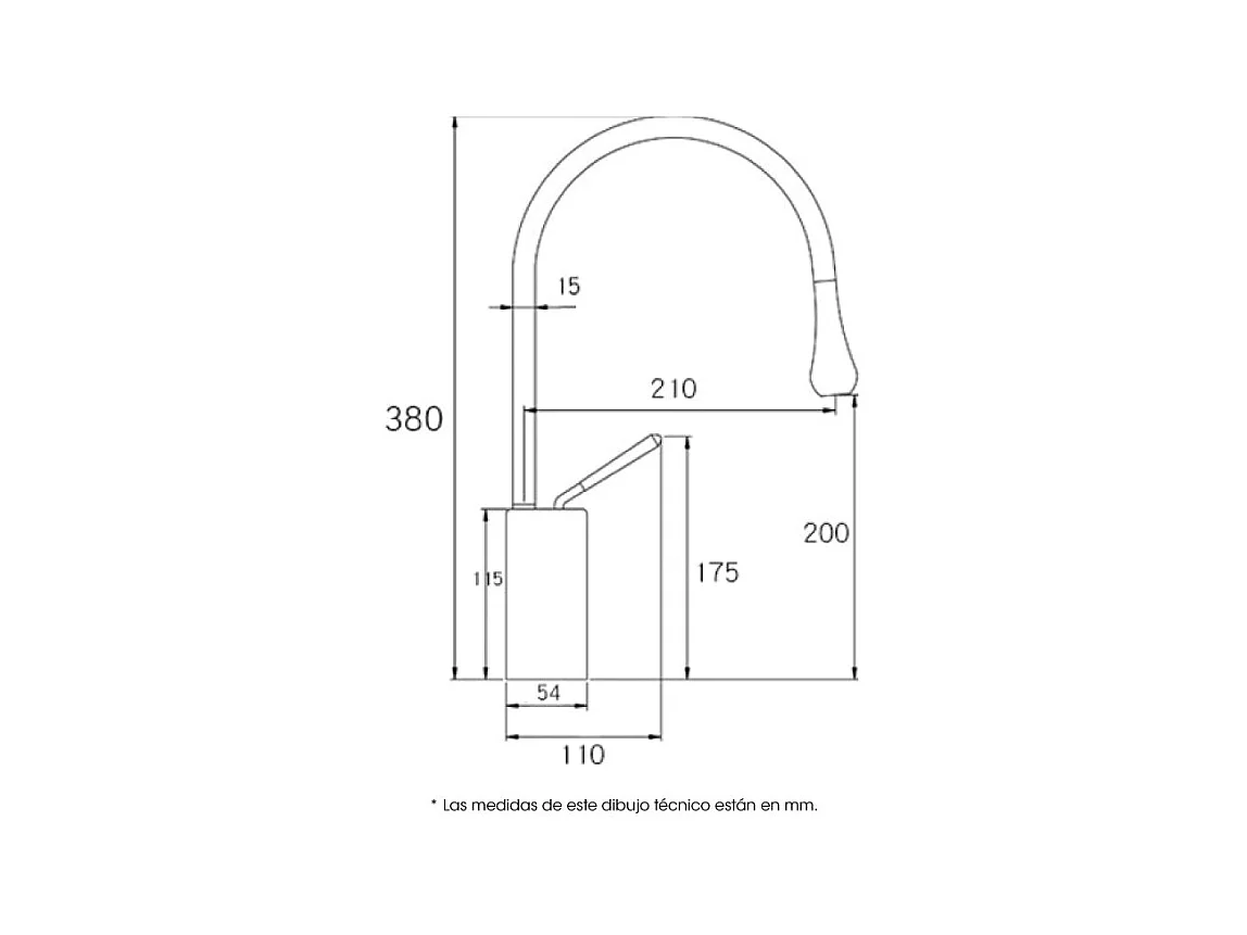 Grifo lavabo giratorio monomando CALGARY 38 negro mate