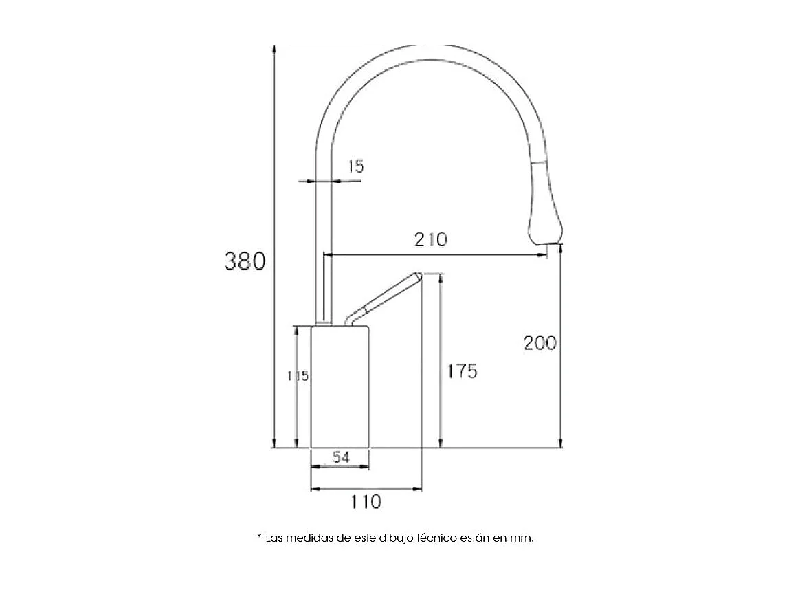 Grifo lavabo giratorio monomando CALGARY 38 negro mate