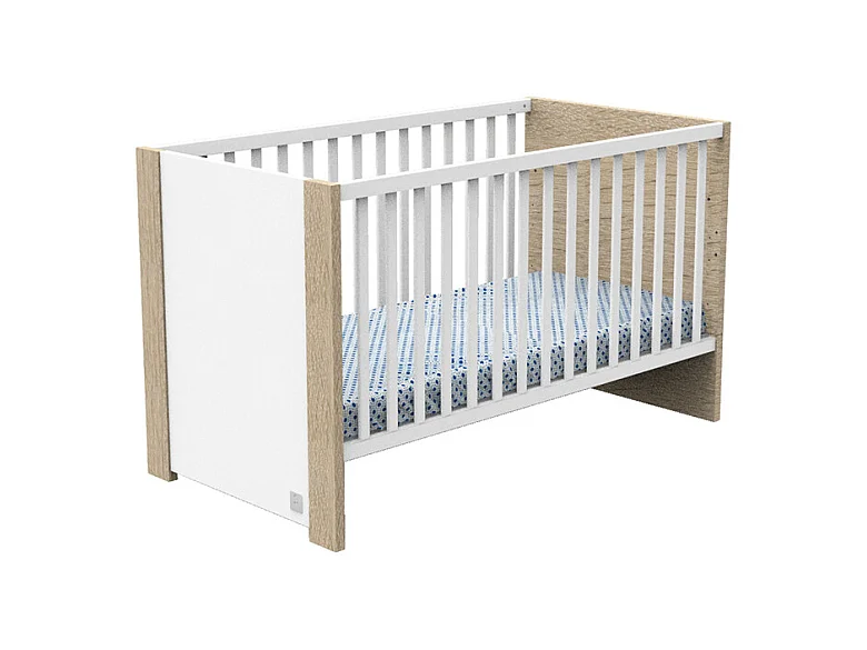 Lit bébé évolutif Antonin Bois et blanc