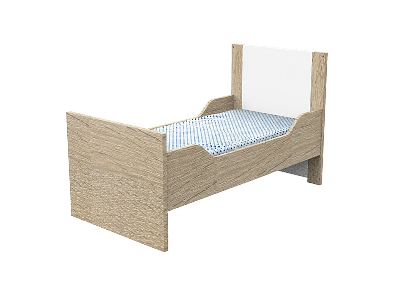 Lit bébé évolutif Antonin Bois et blanc