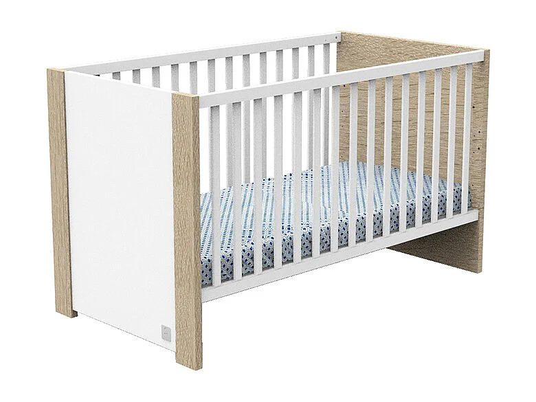 Lit bébé évolutif Antonin Bois et blanc