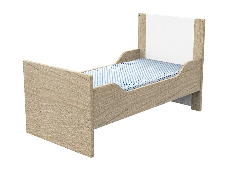 Lit bébé évolutif Antonin Bois et blanc