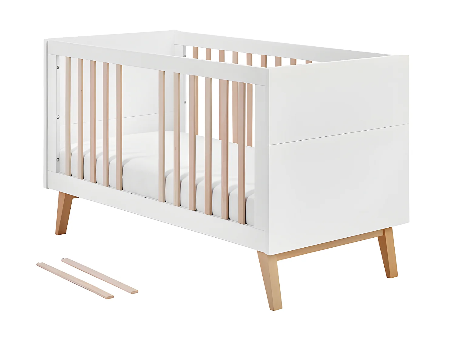 Lit évolutif 70x140 Swing - Blanc et bois