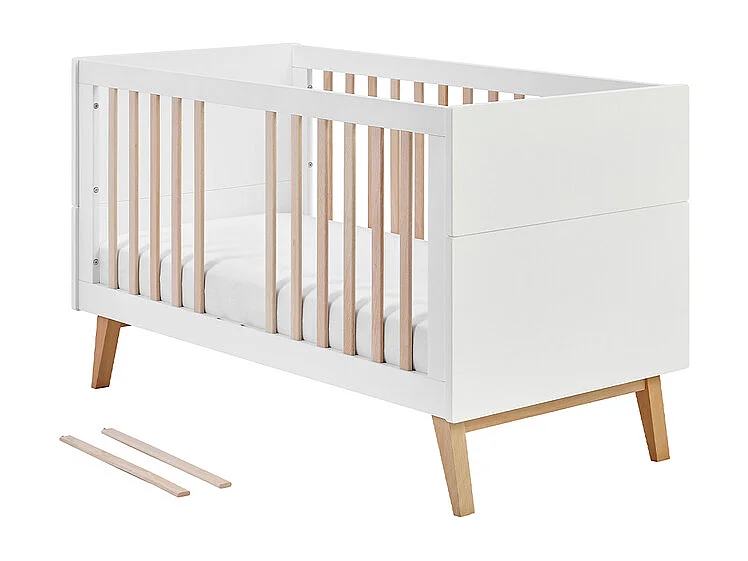 Lit évolutif 70x140 Swing - Blanc et bois