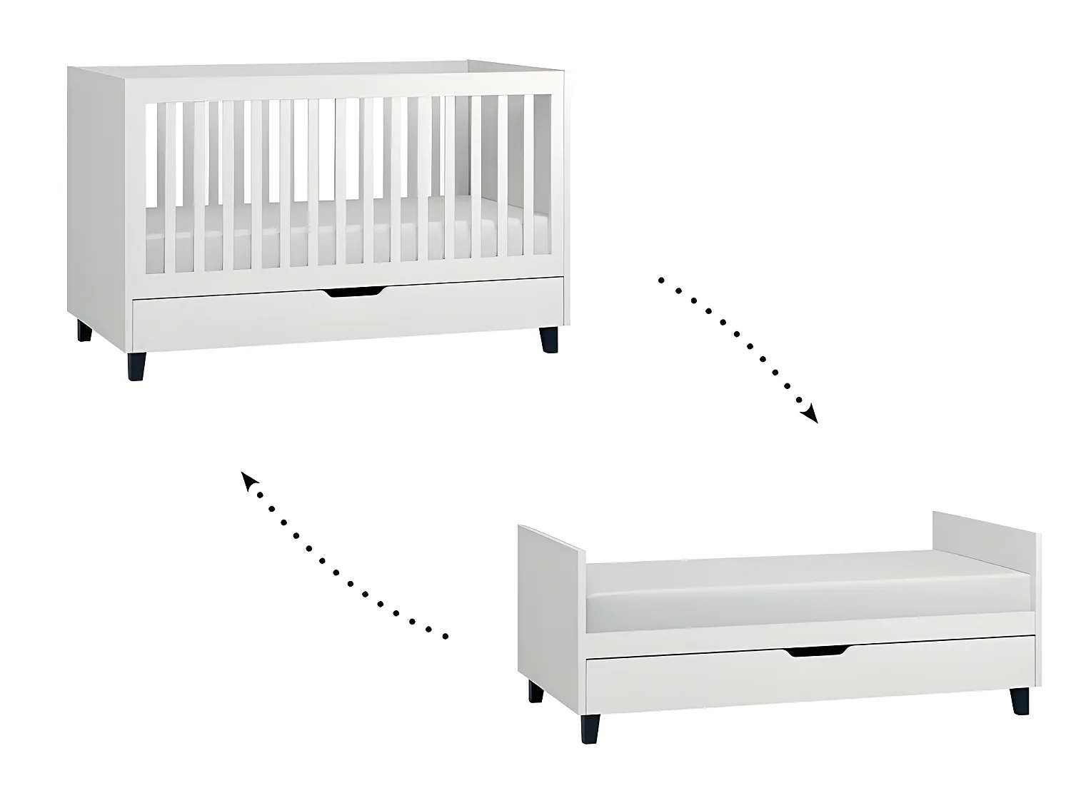 Lit bébé évolutif Simple Blanc