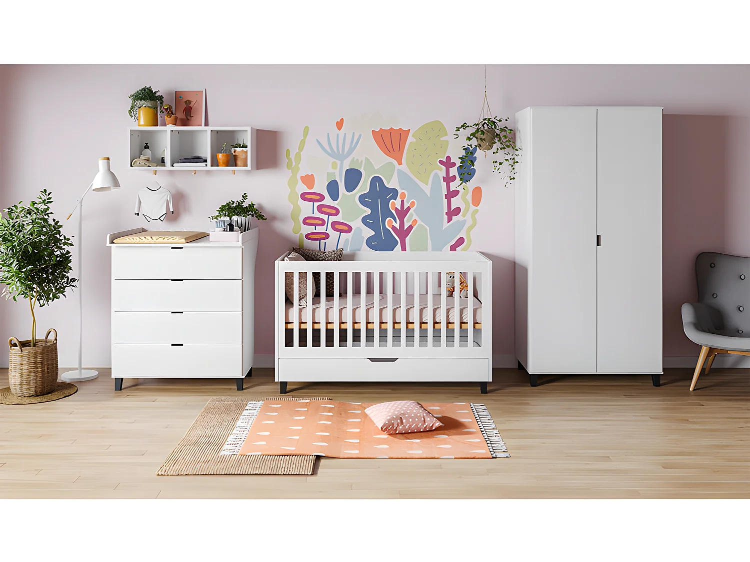 Lit bébé évolutif Simple Blanc