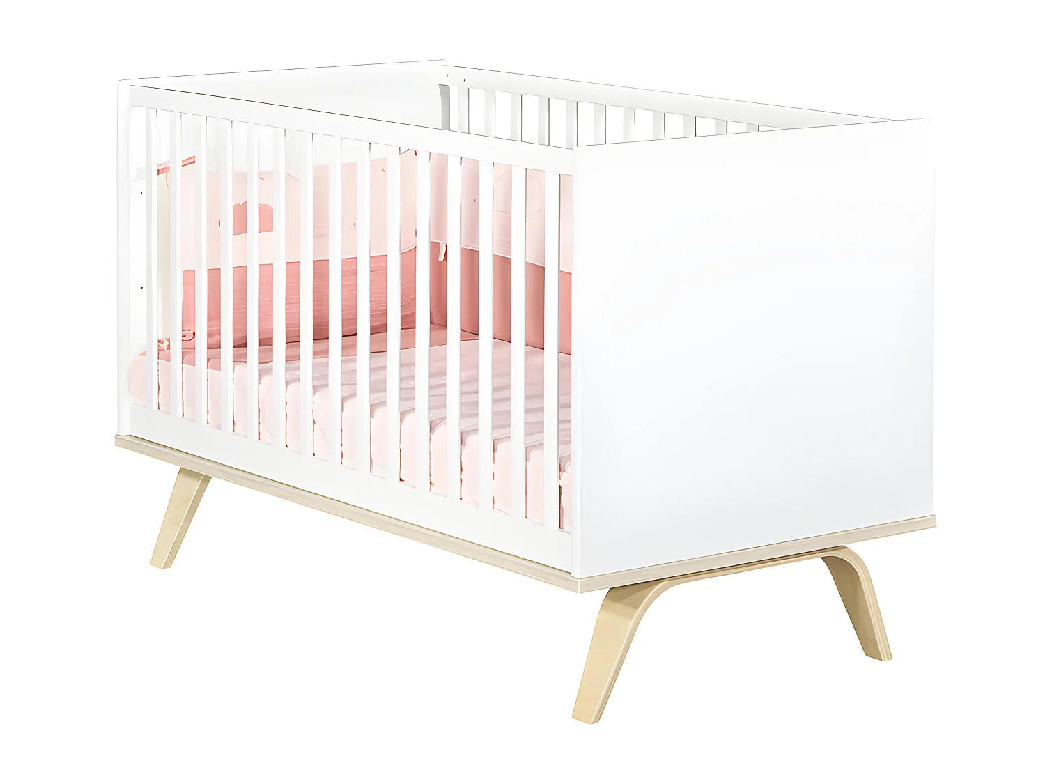 Lit bébé évolutif Serena Blanc et bois