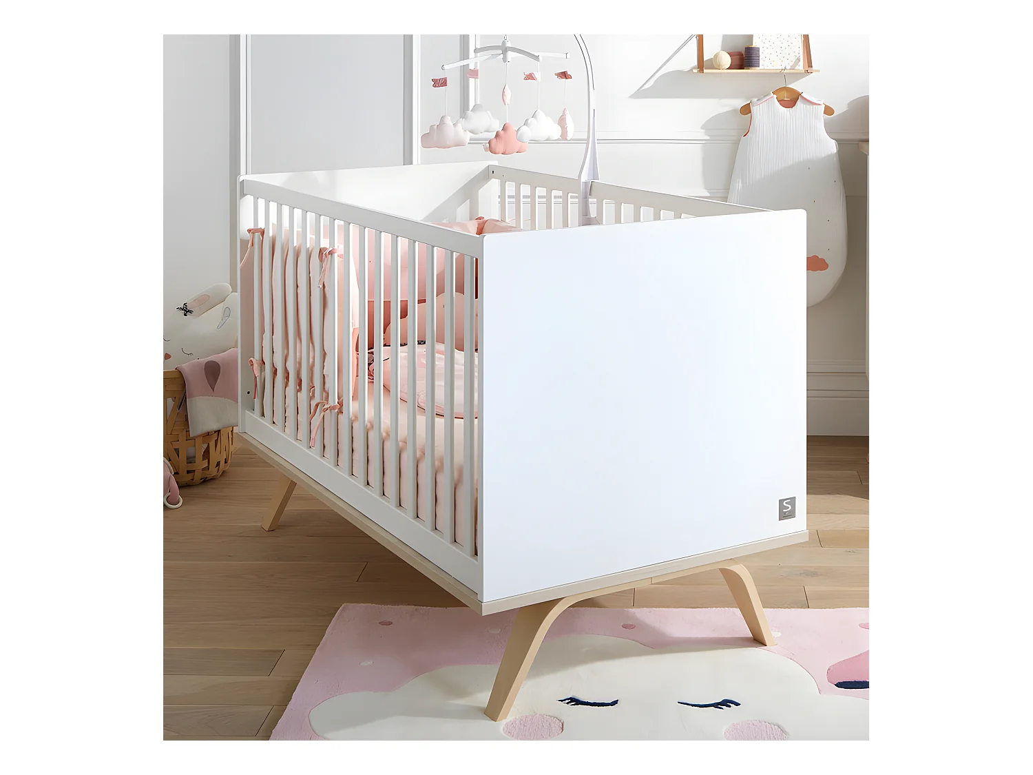 Lit bébé évolutif Serena Blanc et bois