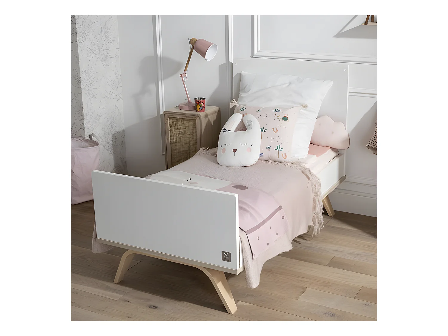 Lit bébé évolutif Serena Blanc et bois