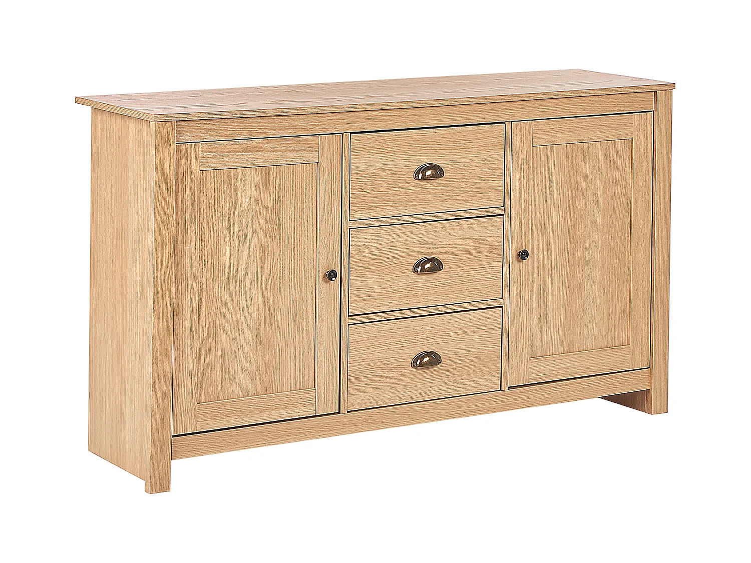 Halbhoher Wohnzimmerschrank Holzoptik mit 2 Türen 3 Schubladen Klassisch Lansin