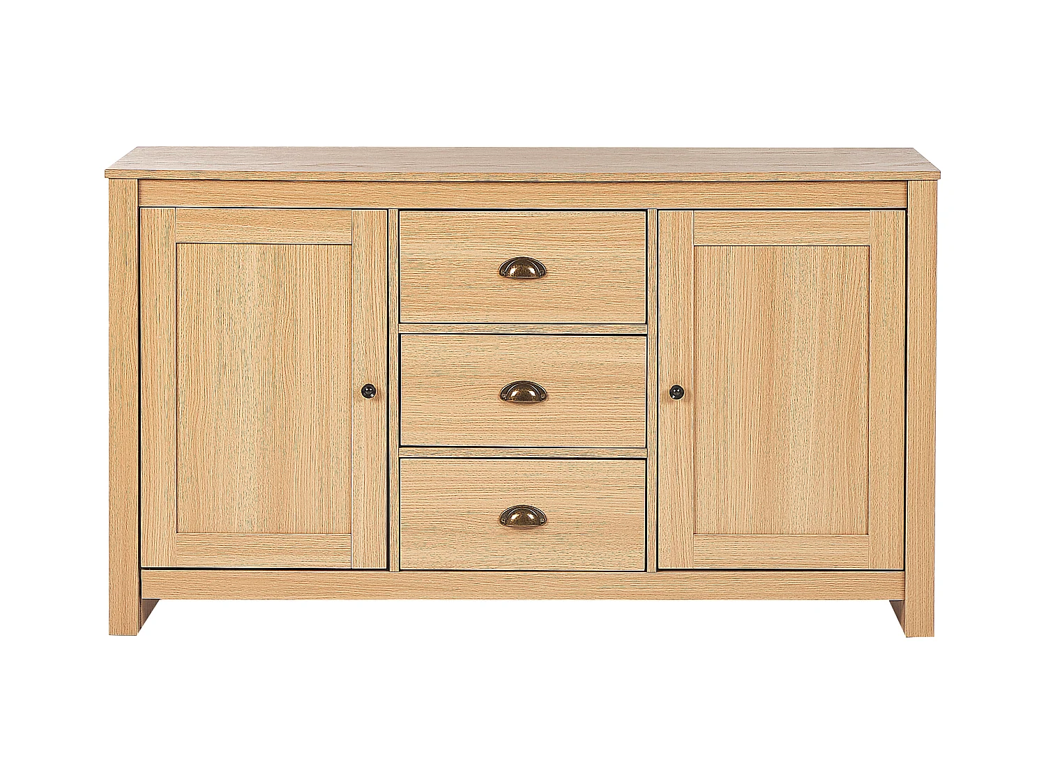 Halbhoher Wohnzimmerschrank Holzoptik mit 2 Türen 3 Schubladen Klassisch Lansin