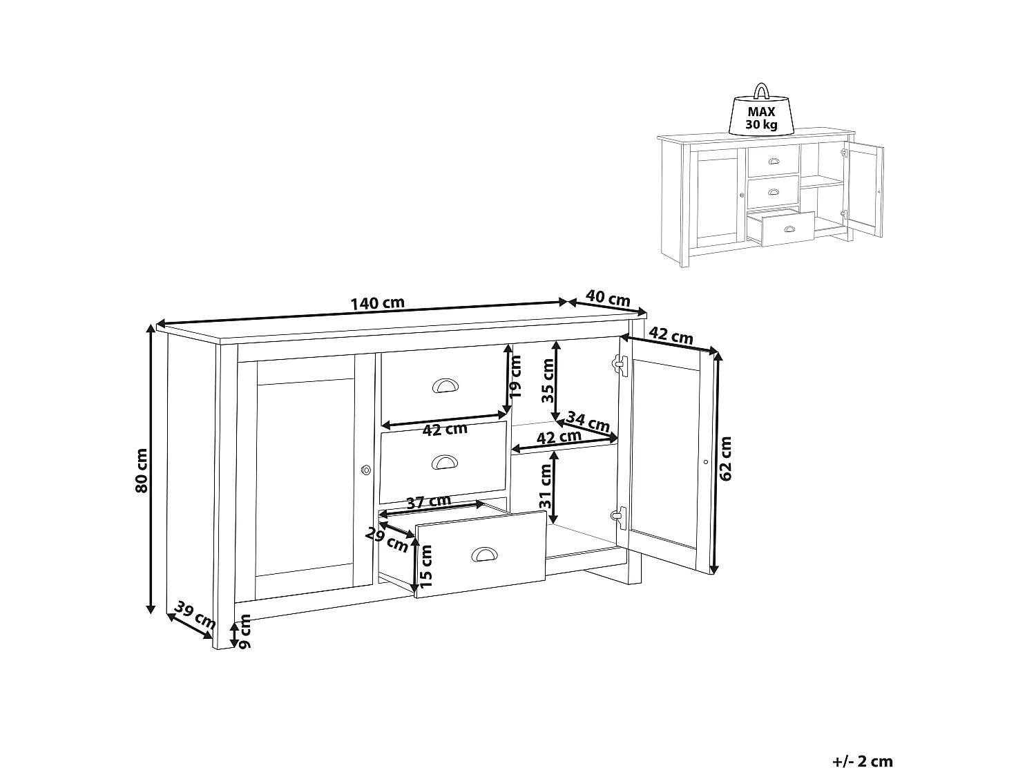 Commode 2 portes LANSIN Marron clair