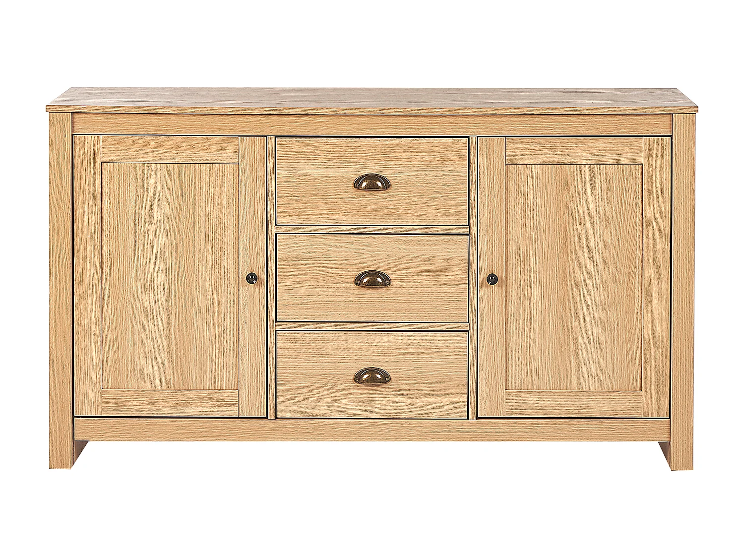 Halbhoher Wohnzimmerschrank Holzoptik mit 2 Türen 3 Schubladen Klassisch Lansin