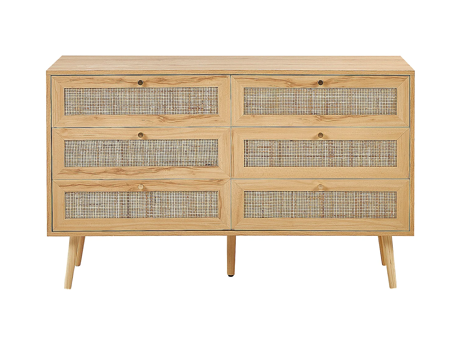 Cómoda de 6 cajones PEROTE Ratán Marrón claro