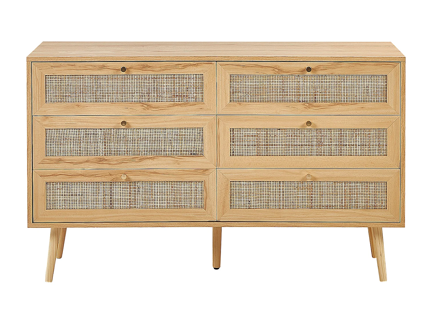 Commode à 6 tiroirs PEROTE Rotin Marron clair