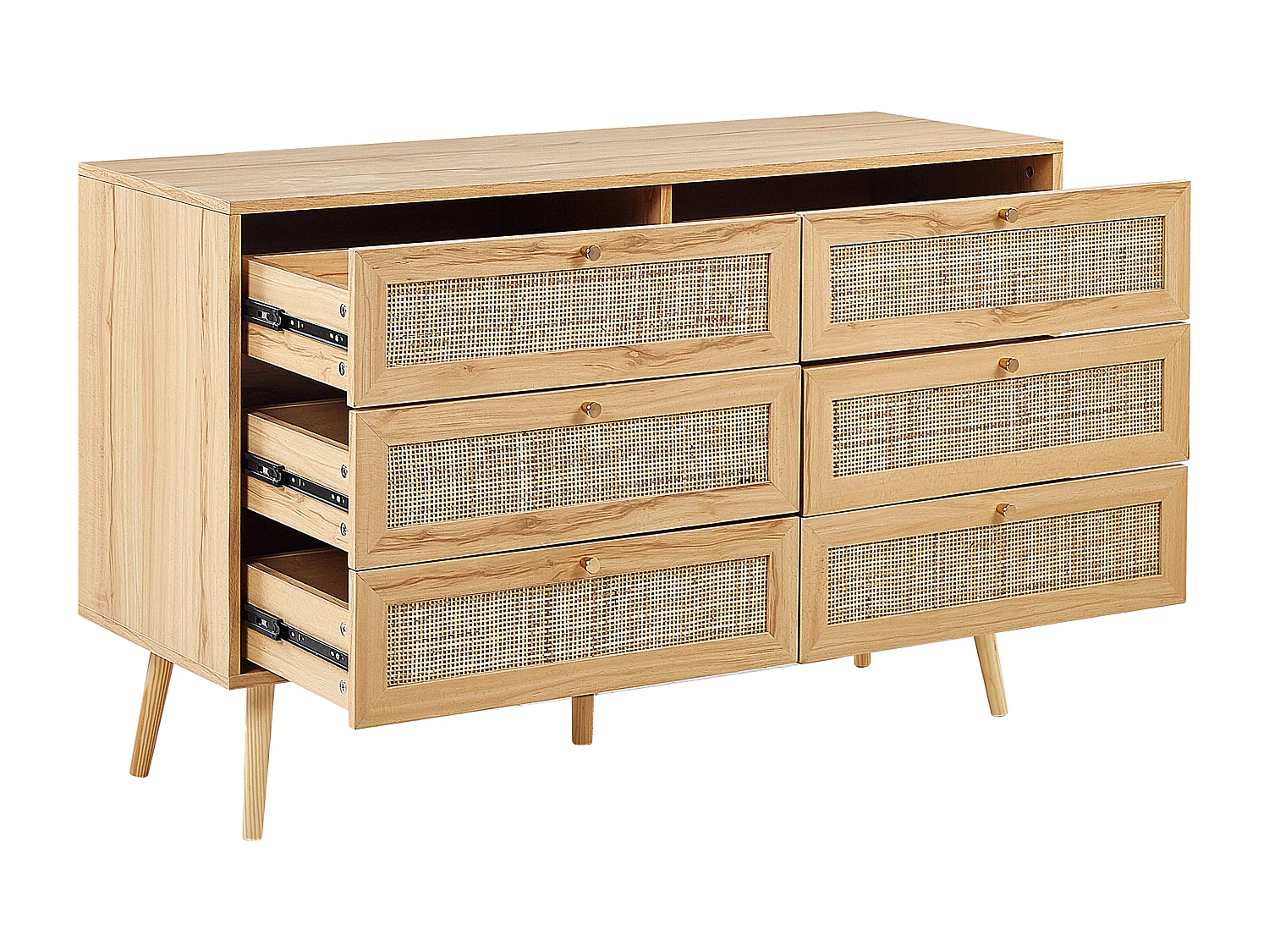 Commode à 6 tiroirs PEROTE Rotin Marron clair