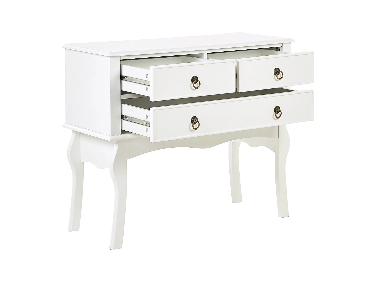 Konsolentisch weiß 91x75x35 cm mit 3 Schubladen edel rustikal Landhausstil Lamar