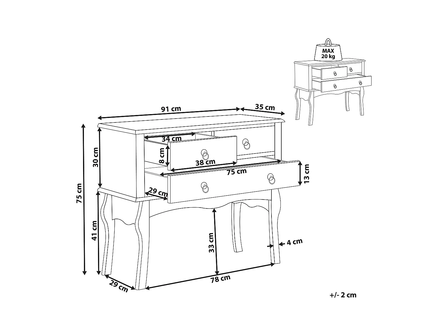 Tavolino consolle LAMAR Bianco