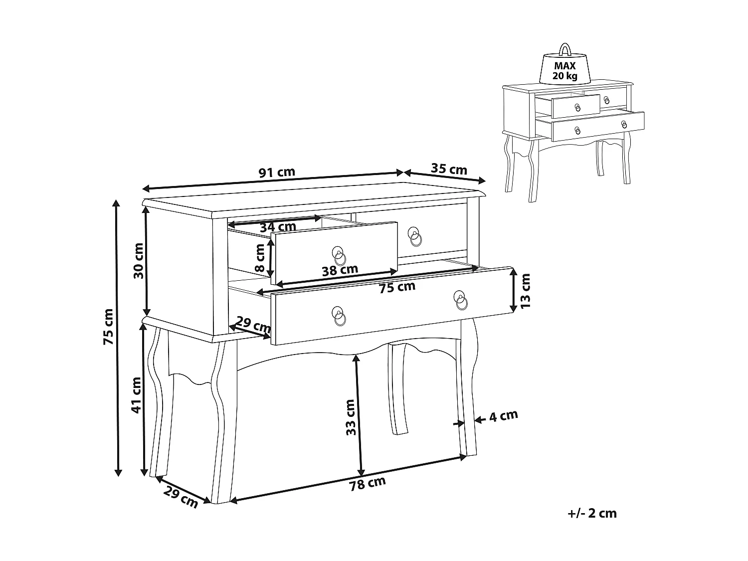 Console blanche à 3 tiroirs LAMAR