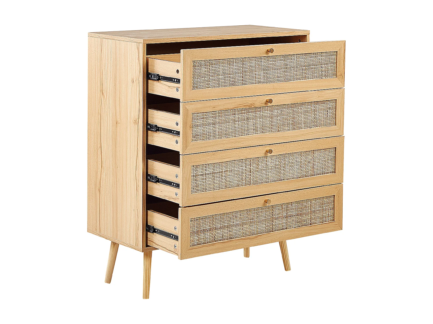 Commode à 4 tiroirs PEROTE Rotin Marron clair