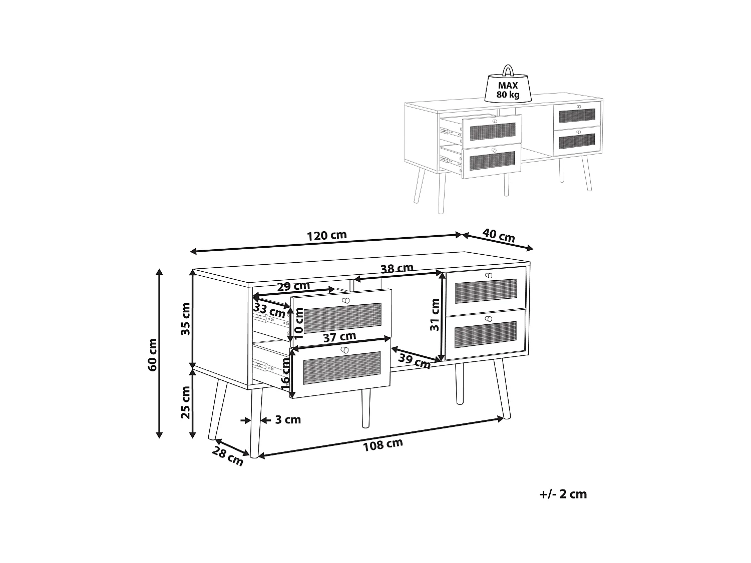 Mobile TV PEROTE Rattan Marrone chiaro