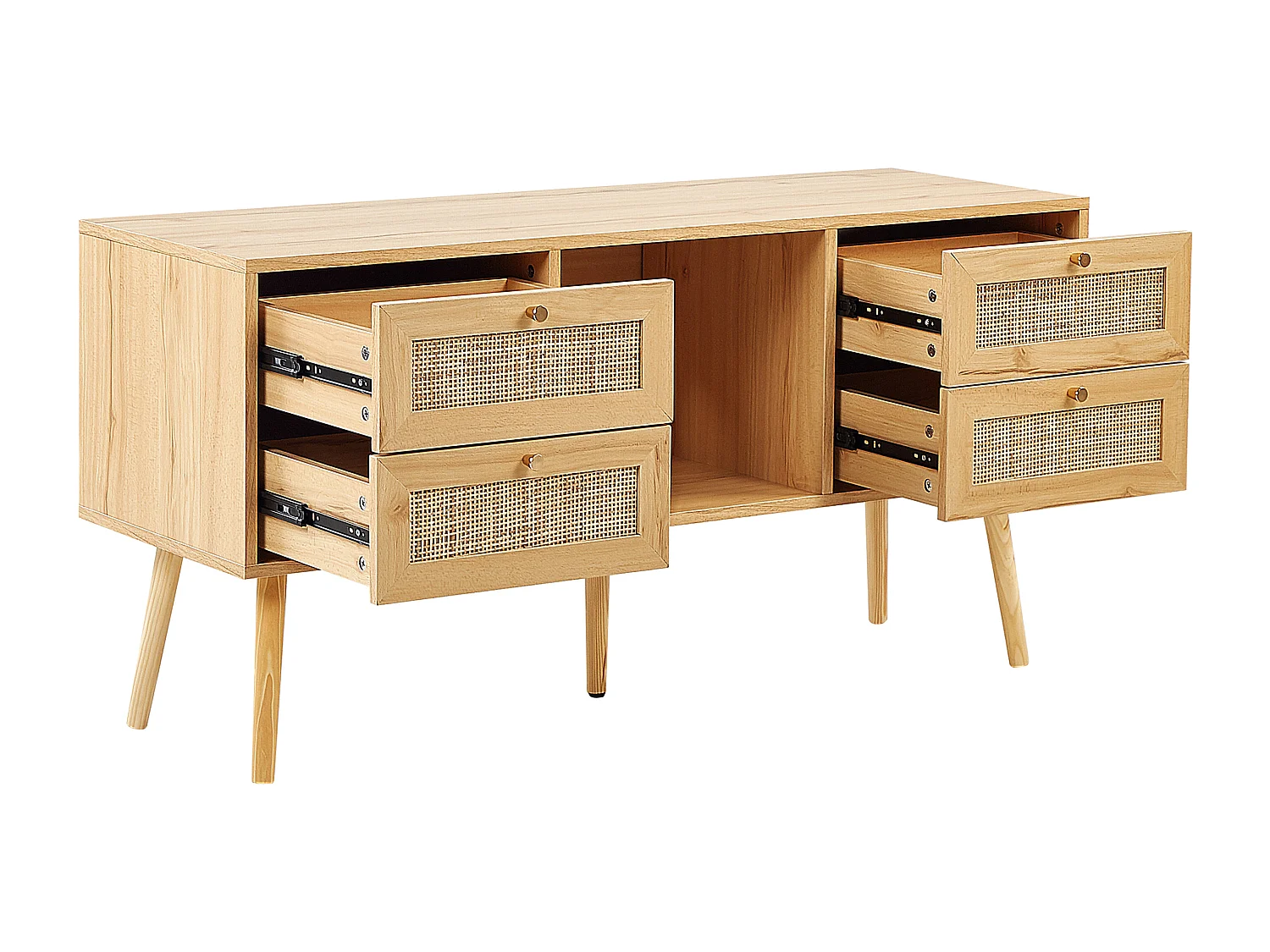 Meuble TV PEROTE Rotin Marron clair