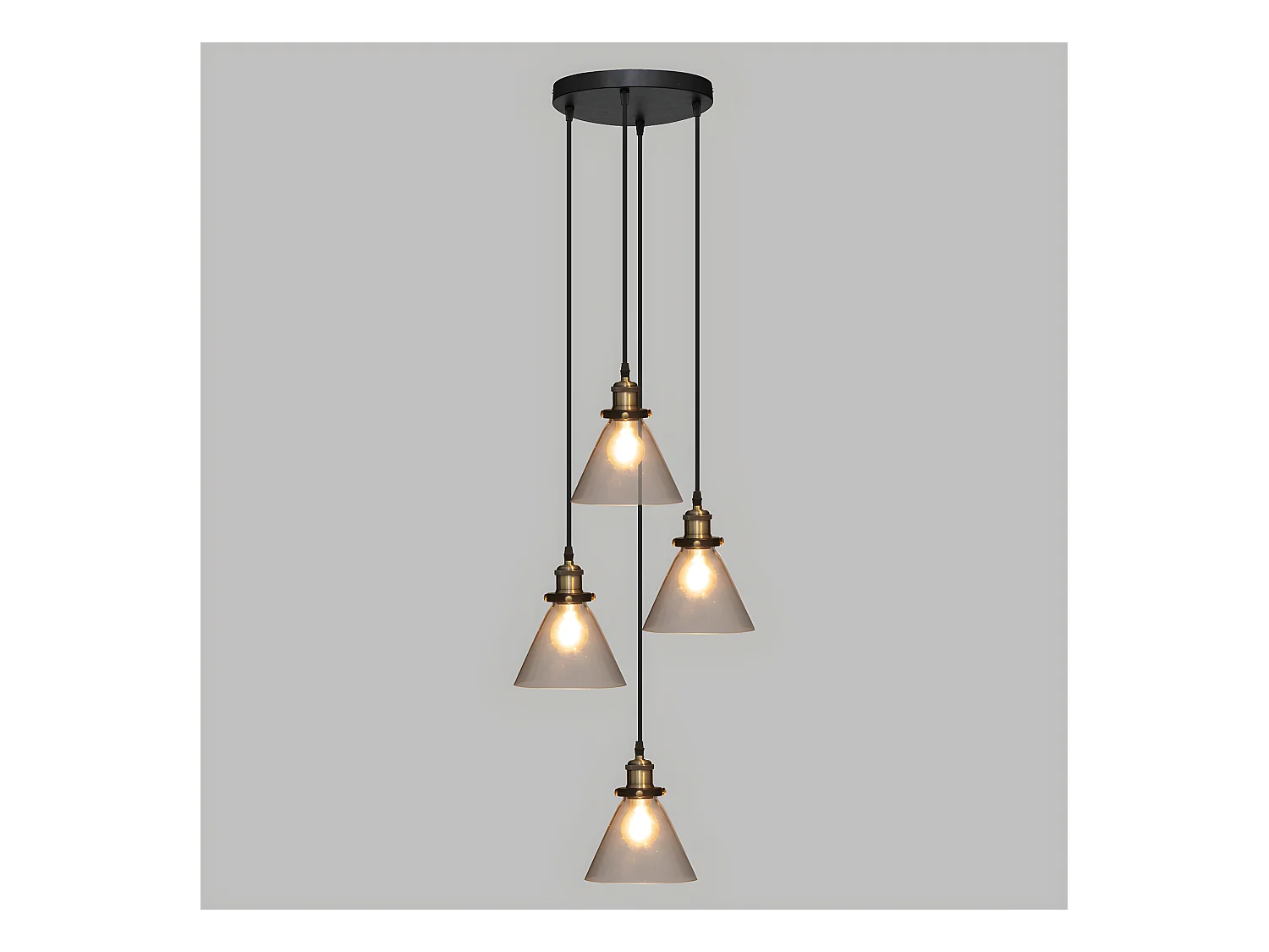 Luminaire Suspension 4 Lampes en métal et verre H 80 cm