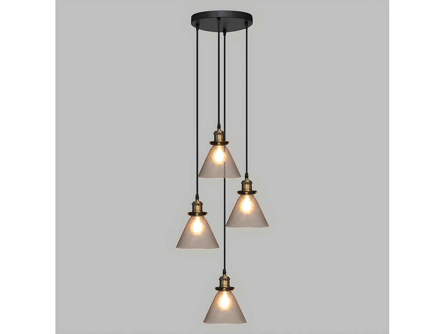 Luminaire Suspension 4 Lampes en métal et verre H 80 cm