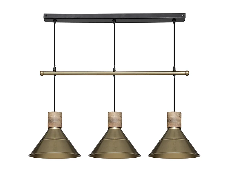 Luminaire Suspension 3 Lampes en métal doré L 80 cm