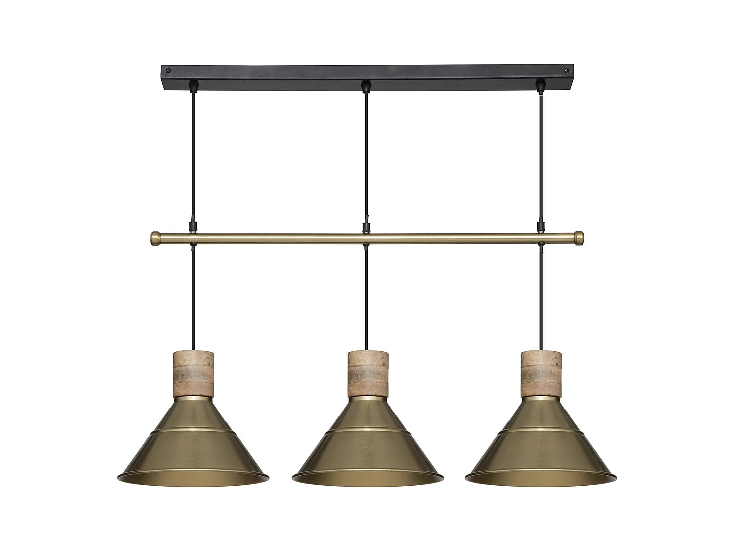 Luminaire Suspension 3 Lampes en métal doré L 80 cm