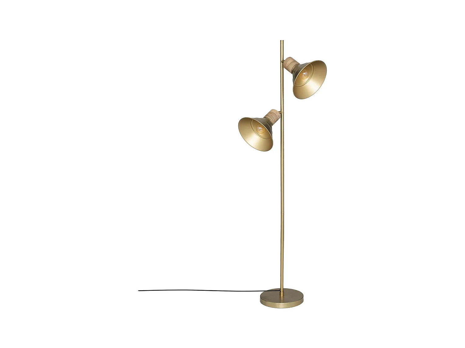 Lampadaire en métal Doré et bois de manguier H 151 cm