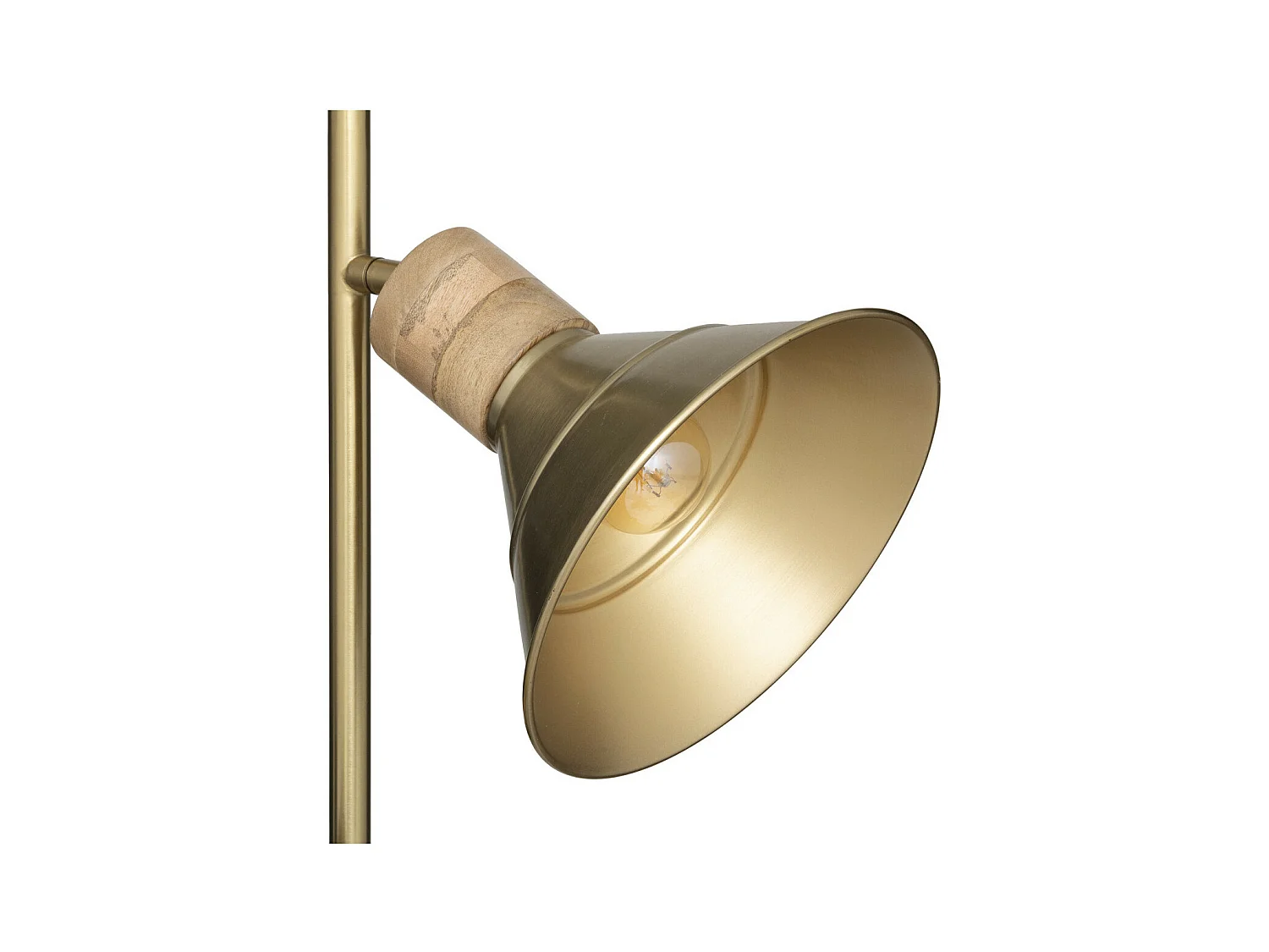 Lampadaire en métal Doré et bois de manguier H 151 cm