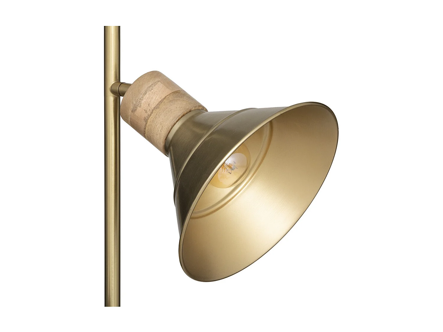 Lampadaire en métal Doré et bois de manguier H 151 cm