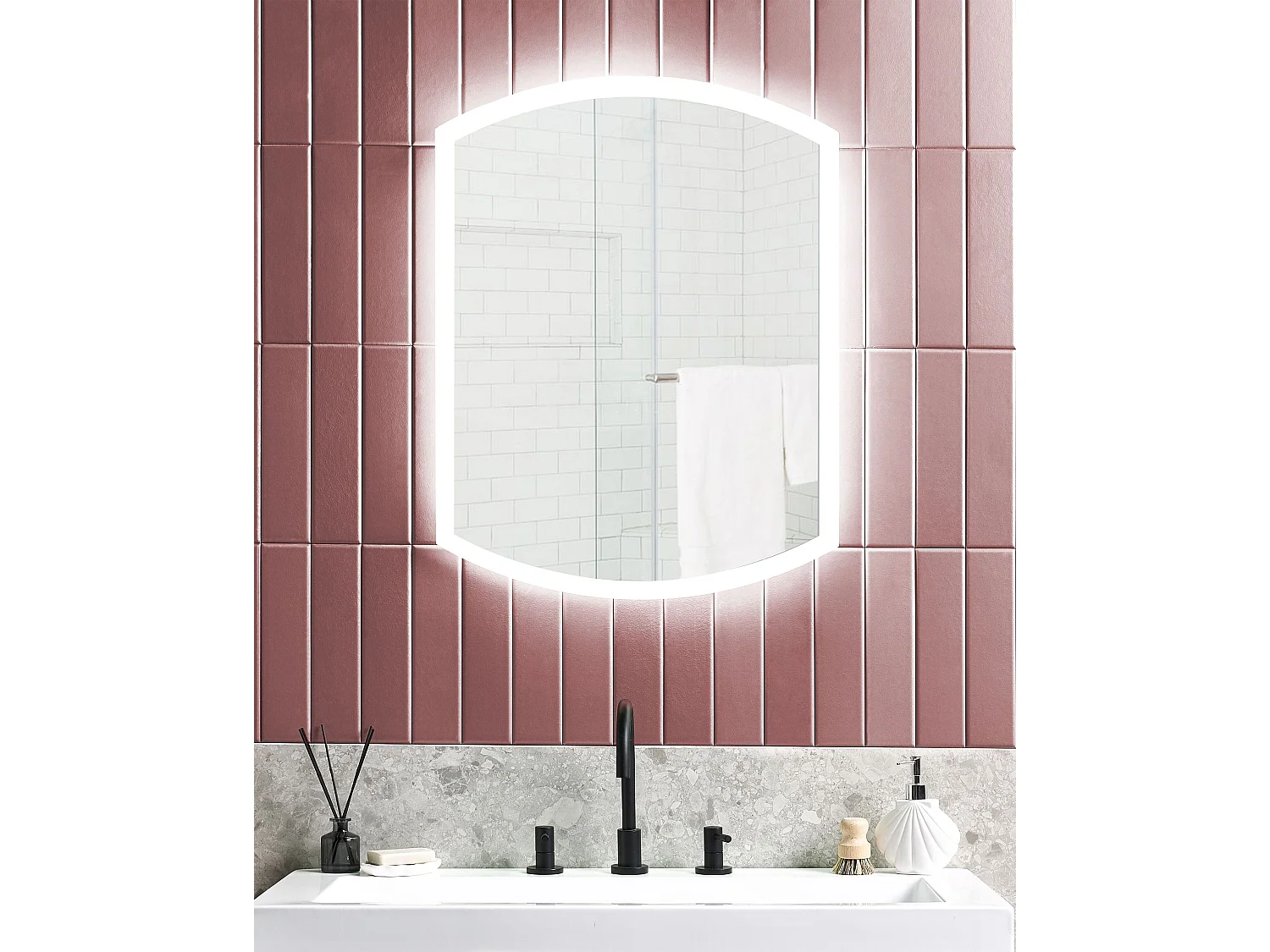 Miroir de salle de bain LED BEZIERS 60 cm 78 cm Argenté