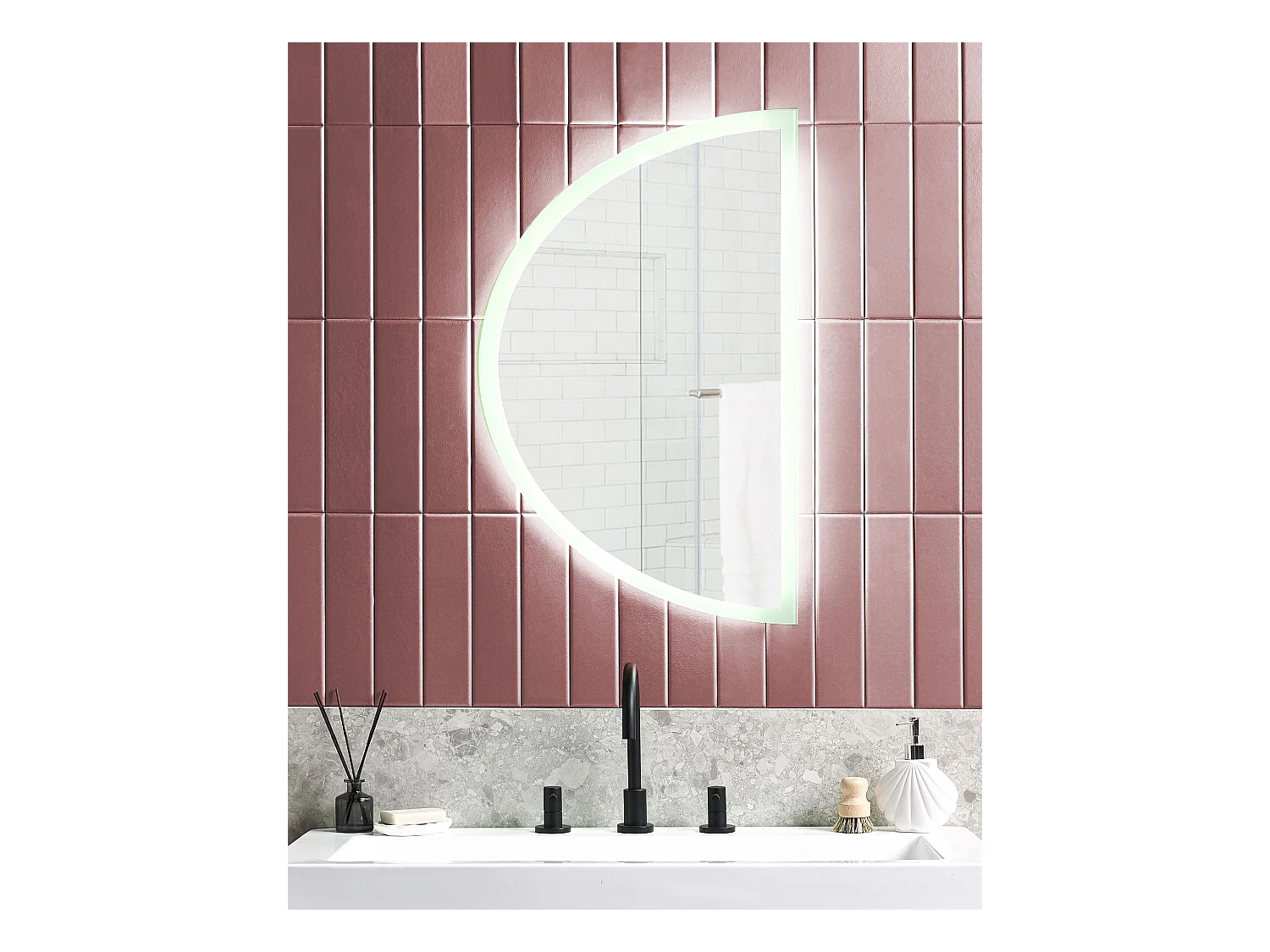 Espejo LED de baño BEZONS 49 cm 80 cm Plateado