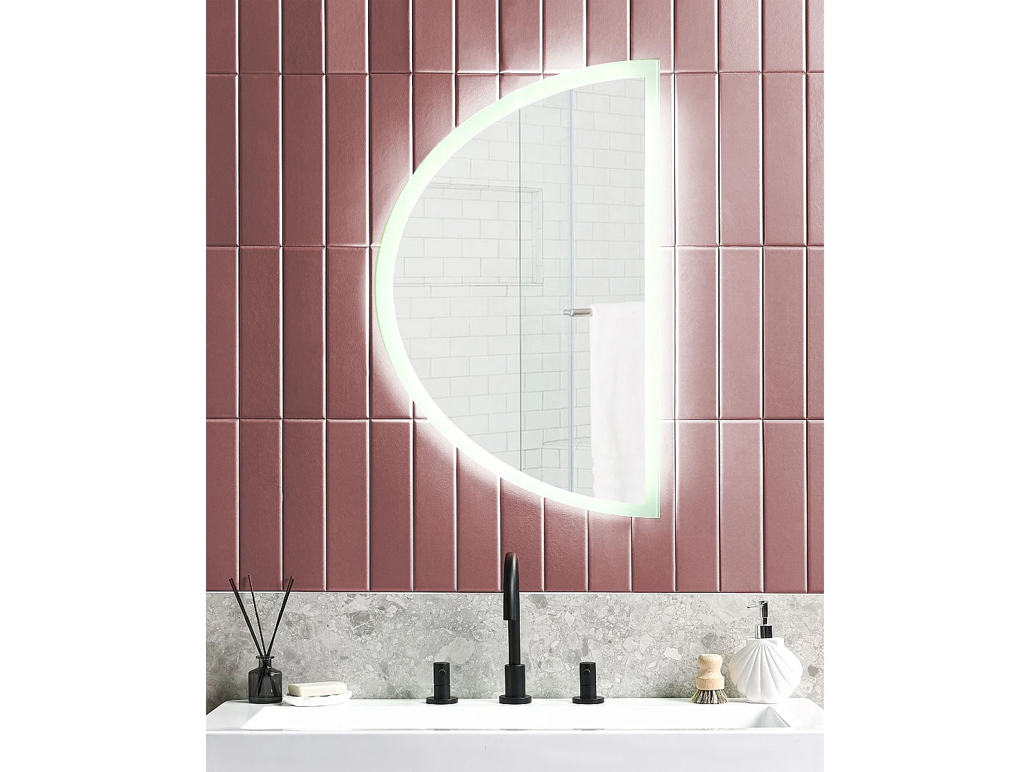 Miroir de salle de bain LED BEZONS 49 cm 80 cm Argenté
