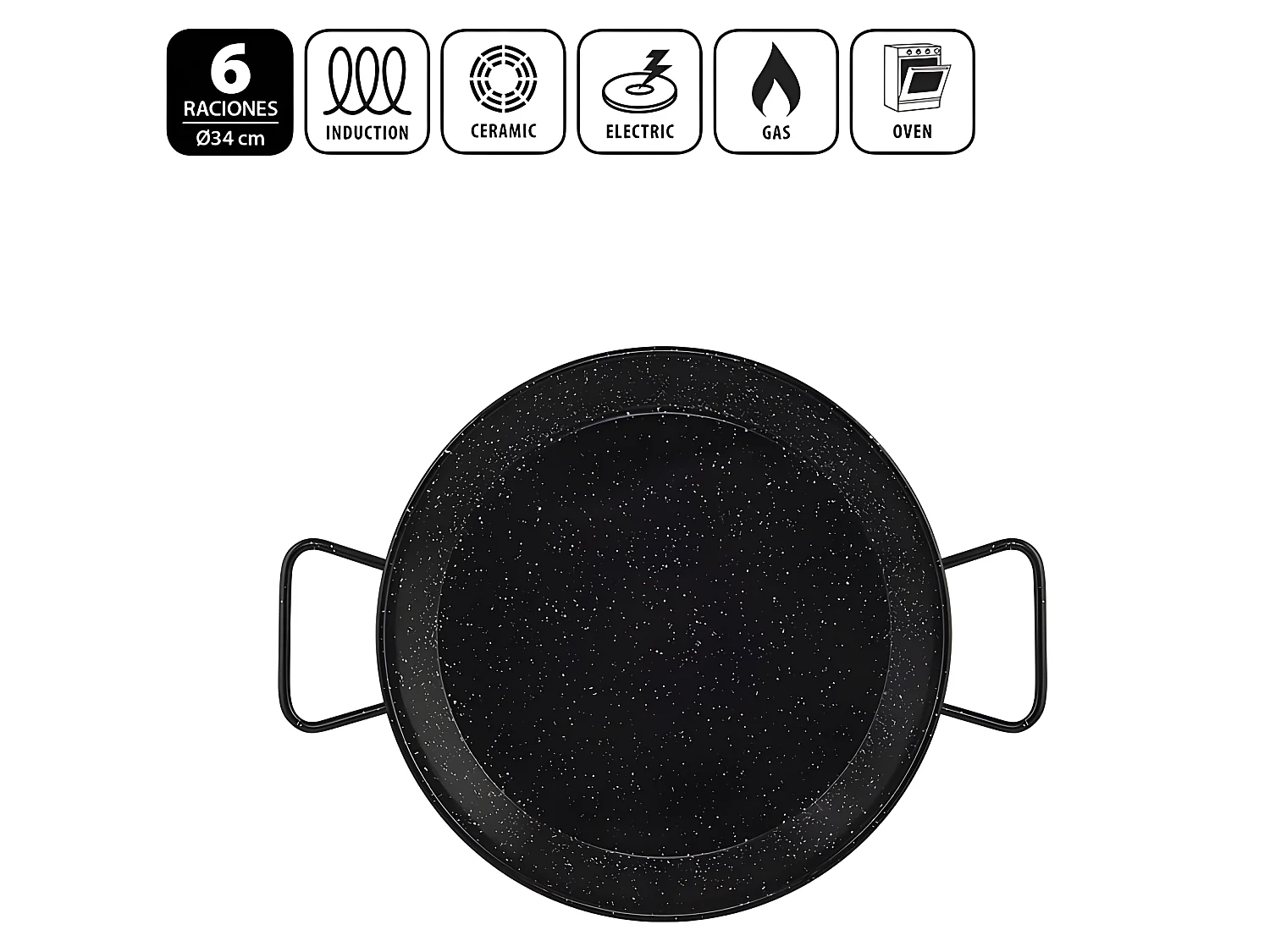 Metaltex Paellera Esmaltada INDUCCIÓN 34 cms 6 Raciones