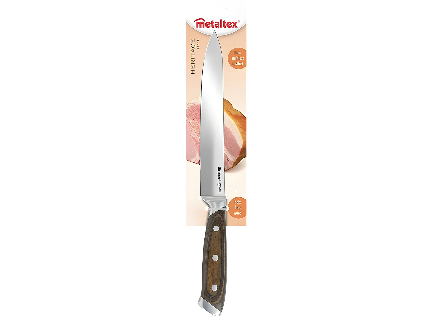 Couteau à éplucher HERITAGE de Metaltex avec manche en bois et lame entière de 20 cm