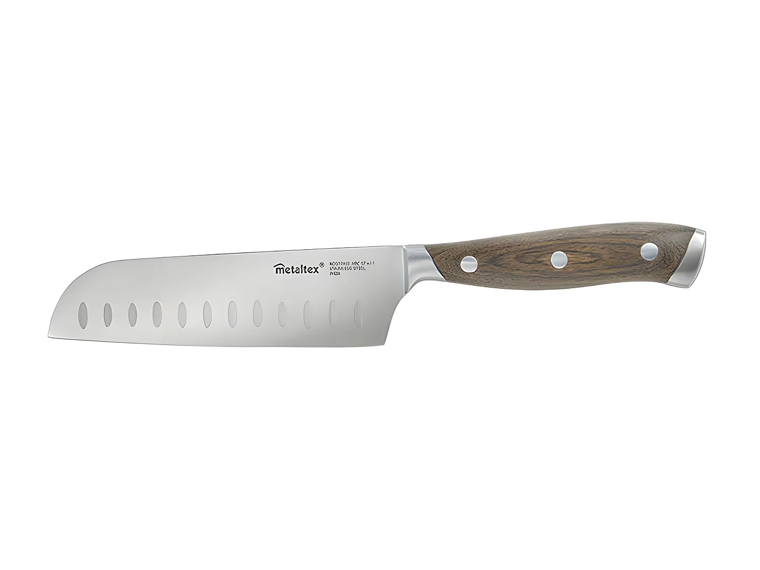 Cuchillo Santoku HERITAGE Metaltex 12,5 cm Hoja Acero Inoxidable Molibdeno-Vanadio Mango Madera Pakka