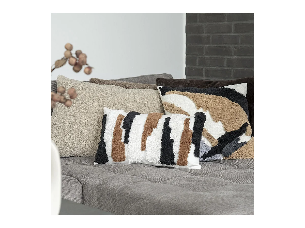 PRISCA - Coussin 45x60 Imitation Laine Beige