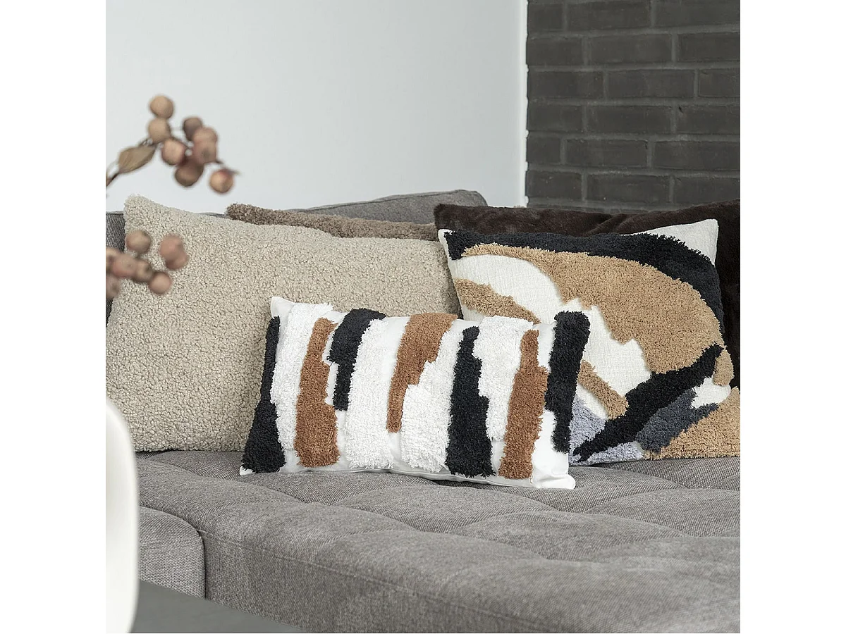 PRISCA - Coussin 45x60 Imitation Laine Beige