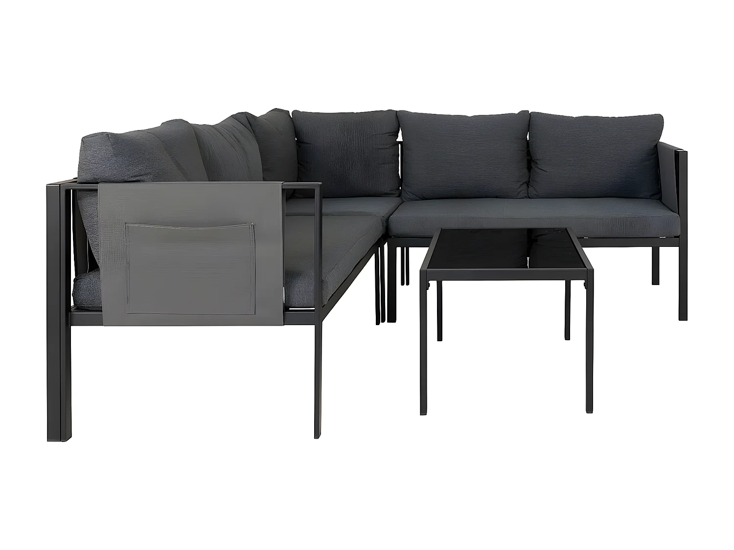 TYUSH - Salon de Jardin Angle Métal Anthracite