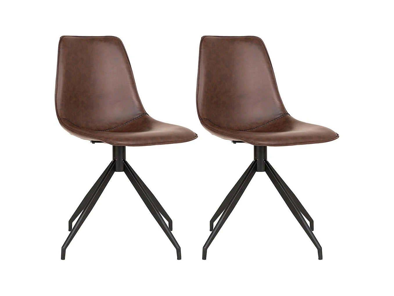 GOOP - Lot de 2 Chaises Pivotantes Simili Cuir Marron