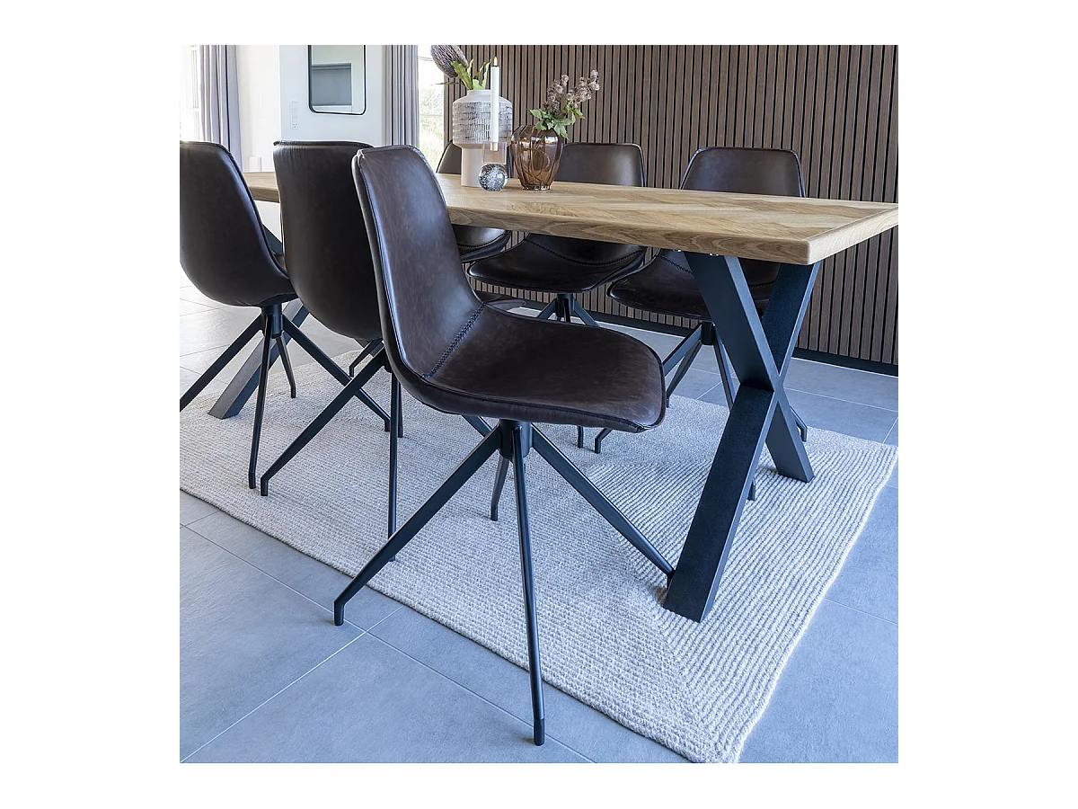 GOOP - Lot de 2 Chaises Pivotantes Simili Cuir Marron