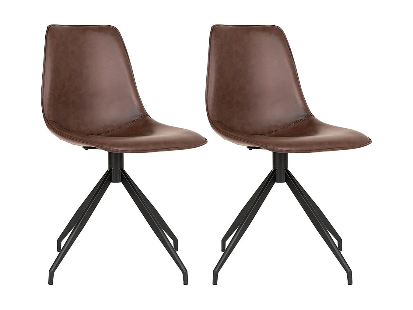 GOOP - Lot de 2 Chaises Pivotantes Simili Cuir Marron