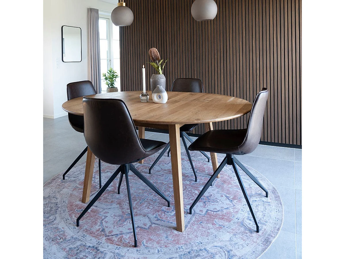 GOOP - Lot de 2 Chaises Pivotantes Simili Cuir Marron