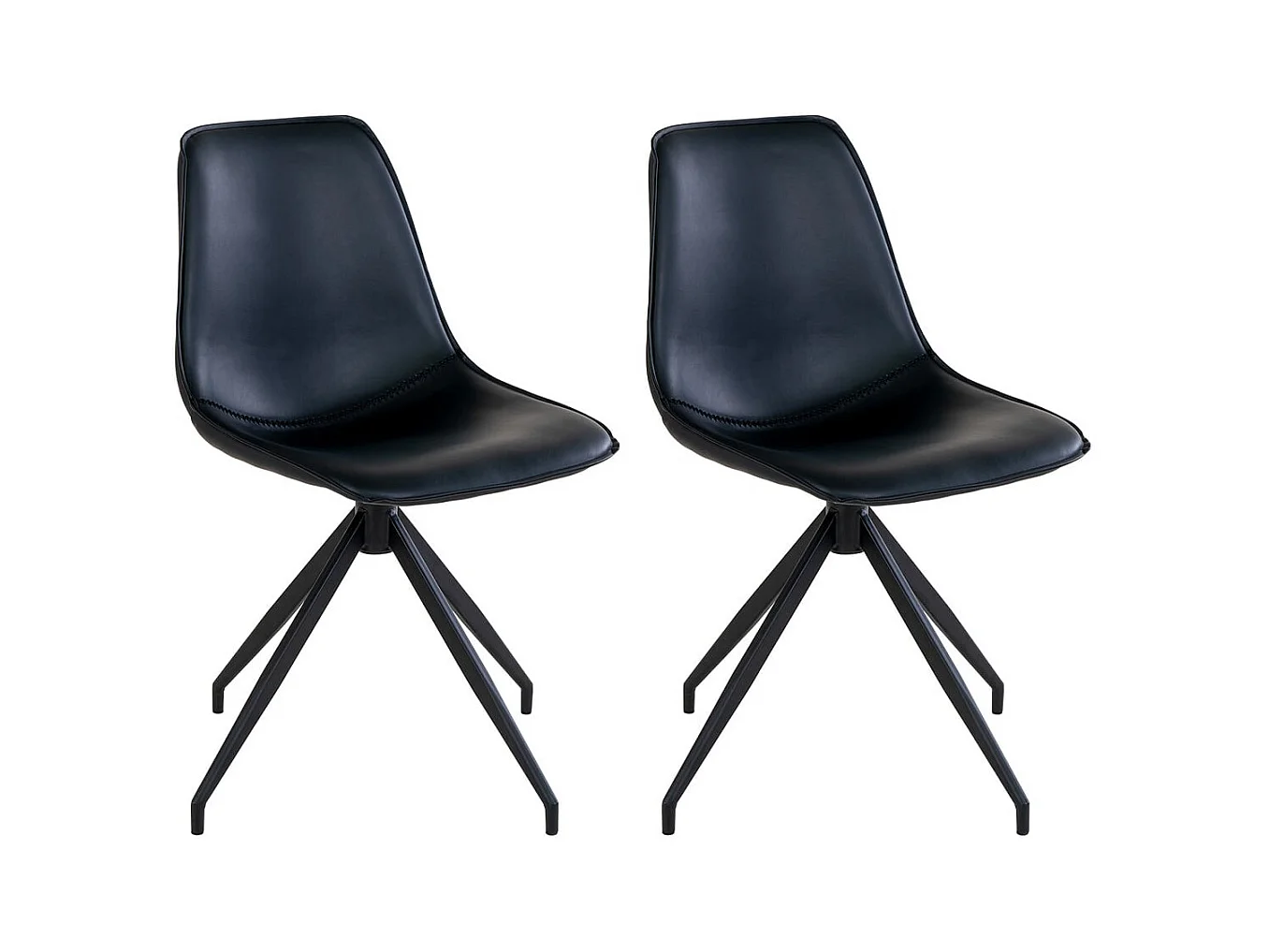 GOOP - Lot de 2 Chaises Pivotantes Simili Cuir Noir