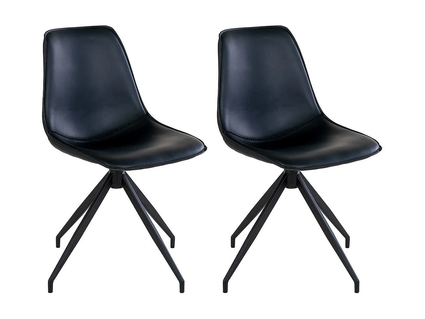 GOOP - Lot de 2 Chaises Pivotantes Simili Cuir Noir